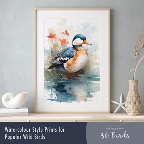 Watercolour bird prints - bird,