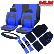 FOR Toyota Yaris 15pc Blue RS Car Seat Covers Protectors Full Set Washable Pet