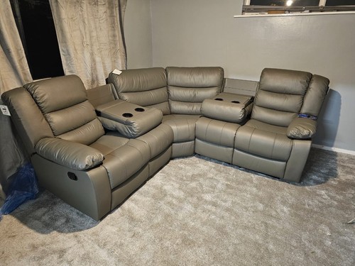 Recliner grey leather corner - recliner,