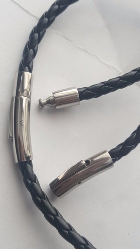 Black braided leather - , cord