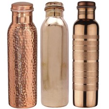 Hammered Cooper Water Bottle Plain Silver Touch Finish Health Ayurveda Benefits