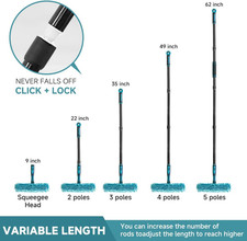 62" Window Squeegee 2 in 1 Window Cleaning Tool Telescopic Pole Rotatable Indoor