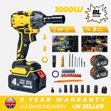 1/2" Impact Wrench Brushless Drill Driver Cordless Rattle Gun Set 2*4AH Battery