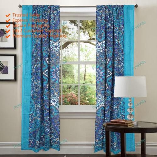 Indian mandala blue - blue, cotton