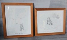 Winnie The Pooh Pencil Sketch Prints E H Shepard X 2 Wooden Framed AA Milne