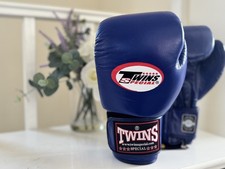 Twins Boxing Gloves BGVL3 Muay Thai Kickboxing Sparring Blue 16Oz MMA Boxing