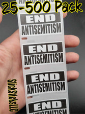 END ANTISEMITISM 25-500Pack stickers end stop hate Israel peace jews jewish love