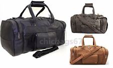 LADIES MENS LEATHER HOLDALL GYM TRAVEL DUFFLE SPORTS CABIN COWHIDE LEATHER BAG 