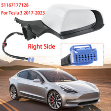For Tesla Model 3 Black Right Passenger Side Mirror Heated Power Fold 2017-2023