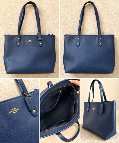 Coach navy leather zip - coach,