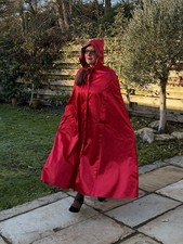 Red Rubber Proofed Rainwear Cape - M-L 52” Length