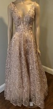 Sherri Hill Dusty Pink 52877 Ball Gown Tulle Dress Embroidered Rhinestones Sz 4