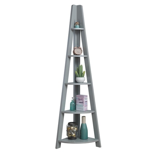 Grey corner bookcase - corner, ladder