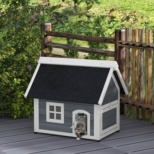 Wooden outdoor cat house - house, feral