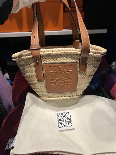 Loewe small basket raffia bag - loewe,