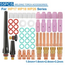 55Pcs TIG Stubby Gas Lens For WP-17/18/26 TIG Welding Torch Pyrex Glass Cup Kit