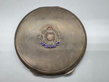 VINTAGE SOLID STERLING SILVER BORDER REGT LADIES MIRROR SWEETHEART COMPACT