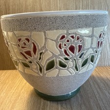 Mosaic Art Tile Sandstone Planter Container Hand Crafted Flower Garden Pot rose