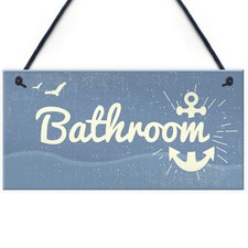 Bathroom Plaque Seaside Nautical Accessories Shabby Chic Toilet Door Sign Gifts