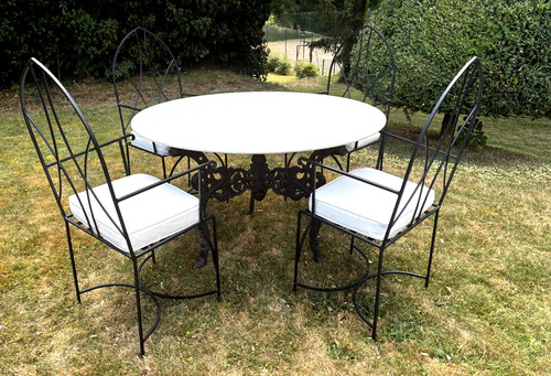 Wrought iron marble - wrought, table