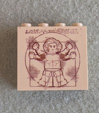  Lego custom printed 1x4x3 brick - Vitruvian Minifigure design 