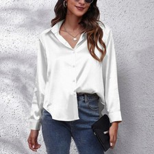 Womens Satin Silk Solid Shirt