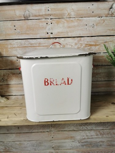 Vintage enamel bread bin - enamel,