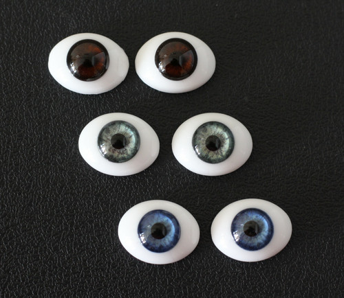 Solid glass eyes oval - oval, flat