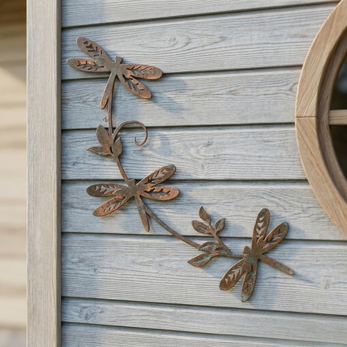 Large rustic metal dragonfly - rustic,