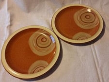 Vintage Denby Fire Chilli Medium plates in swirl design x 2