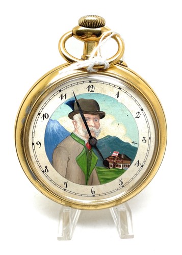 Gold plated painted dial - gold, open