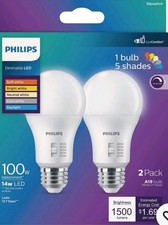 Philips 100W Equivalent 5 CCT A19 Medium Dimmable LED Light Bulb (2-Pack) 586883