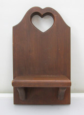 Vintage Wood Shelf Heart Shape Cutout Wall Hanging Display Cottagecore Rustic