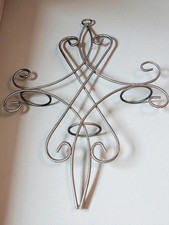 Gothic Black Wrought Iron Scrollwork 3-Candle Hanging Wall Mounted Candle Holder