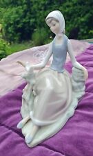 Vintage Lladro Shepherdess Girl with Dove figurine