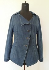 OSKA Blue Denim Asymmetric Lagenlook Fitted Jacket Size 2 Slim