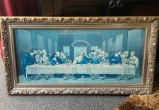 LARGE LAST SUPPER PRINT IN A GOLD ORNATE CHUNKY FRAME 18” X 35”