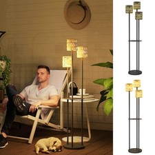 3-Light Solar Rattan Floor