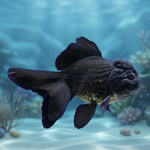 Black oranda goldfish - black,