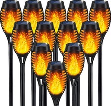 Flickering Flame Effect Solar Torch Lights LED Outdoor Garden Path Stake Lamp