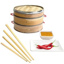 2 Tier Bamboo Steamer Food