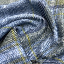 Upholstery Fabric Grampian Faux Wool Blue & Green Tartan Check Curtain Fabric