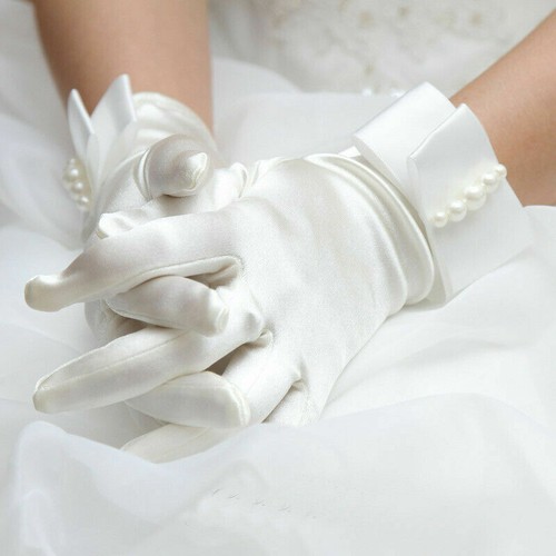 White satin gloves - satin,