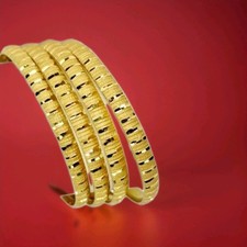 Ethnic Bangles 22k Gold Plated Indian Jewelry Bollywood Bracelet set.size 2.8