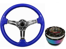Blue Chrome TS Steering Wheel + Neo Quick Release boss NCh