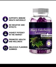 2X Black Elderberry Gummies  Zinc 60pc Glutenfree Immune System Support 