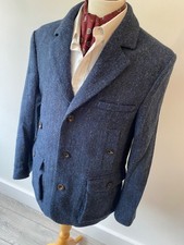 HARRIS TWEED mens BEAVER BLUE
