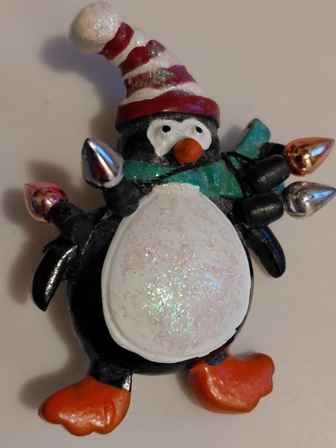 Penguin christmas brooch pin - christmas,