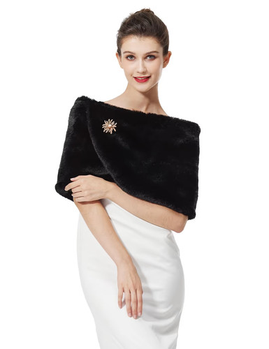 Faux fur wrap shawl - fur,