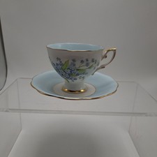 Royal Standard Forget Me Not Blue Floral Teacup Saucer Set Gold Trim